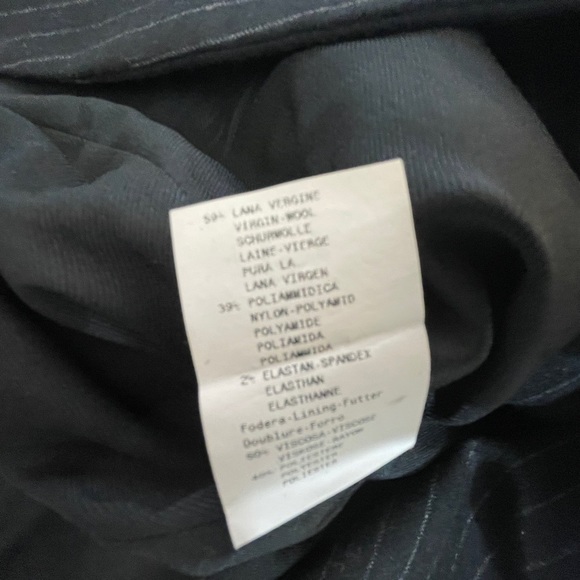 Armani Collezioni Womens Blazer Size 8 Pinstripe 1-Button Wool Blend Bow Back - Picture 9 of 9